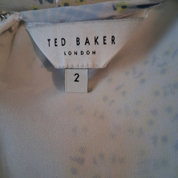 Ted Baker Suziiee Floral Long Sleeve Tiered Mini Dress In Sky Blue Size U.S 4 - Picture 9 of 13